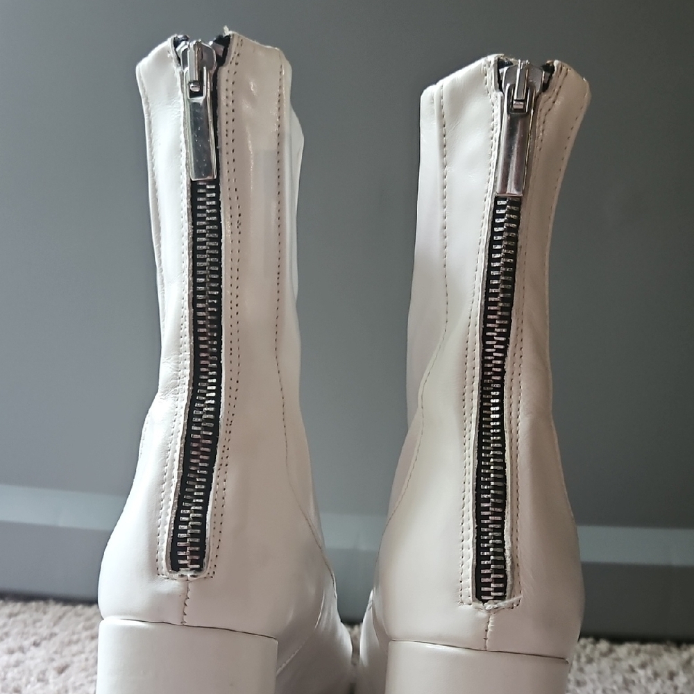 Zara Chic White Heeled Boots - Picture 4 of 10